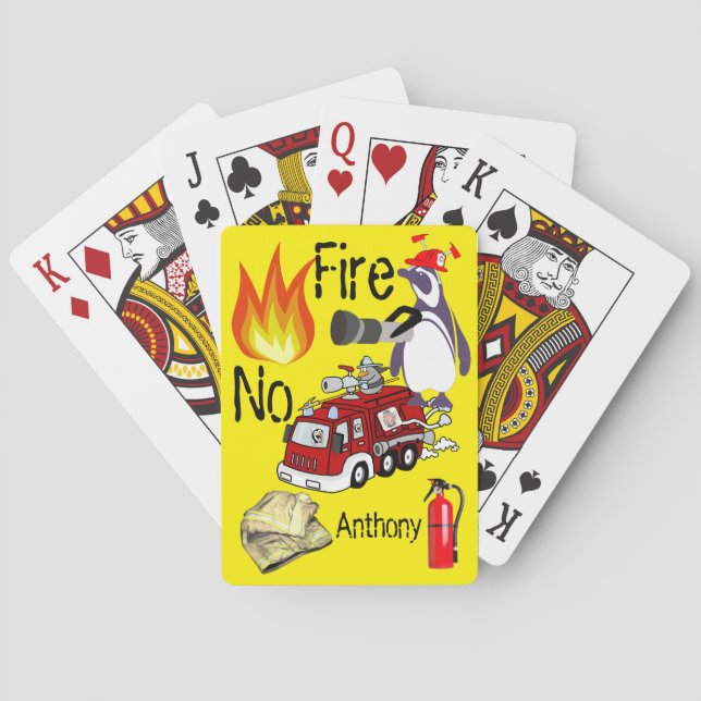 Playing Card Deck Penguin Fire Truck (Back)