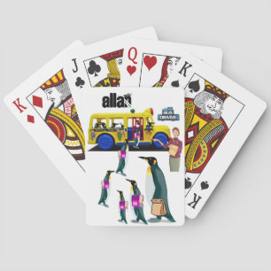 Playing Card Deck Penguin School Bus Driver