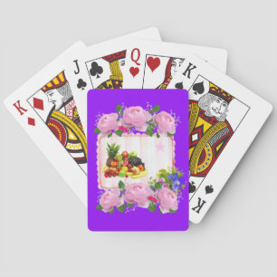 Playing Card Deck Purple Pink Roses Fruit