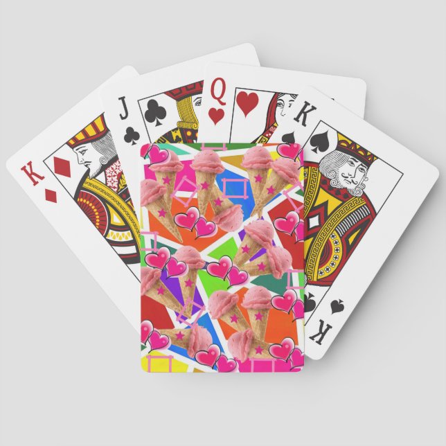 Playing Card Deck Strawberry Ice Cream Abstract (Back)