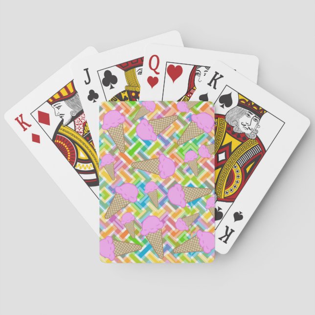 Playing Card Deck Strawberry Ice Cream Cones (Back)