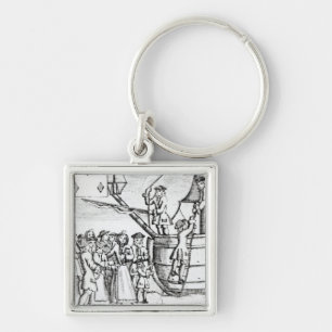 Playing card depicting immigrants arriving keychain