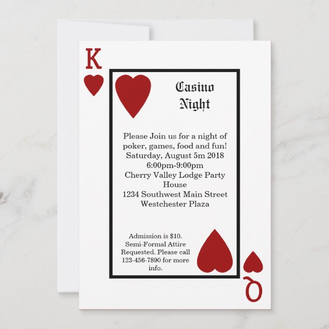 Playing Card King/Queen Personalized Invitations (Front)