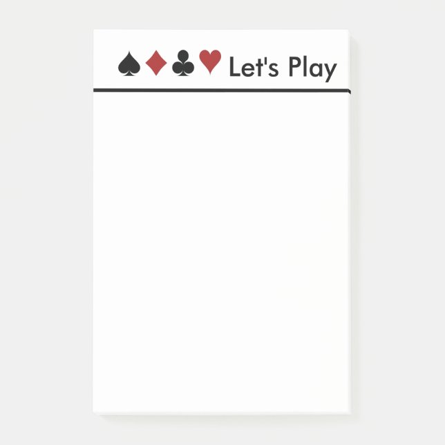 Playing Card Score Pad. Large Post-it Notes (Front)