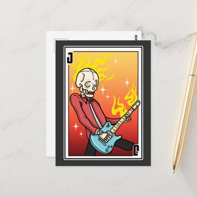 Playing Card Skeleton Playing Guitar (Front/Back In Situ)