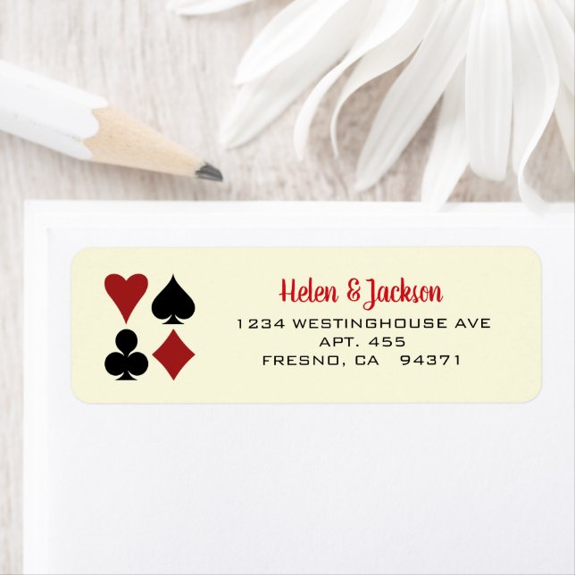 Playing Card Suits Black Cream Las Vegas Wedding (Insitu)