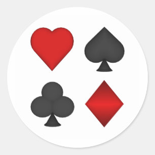Playing Card Suits: Classic Round Sticker
