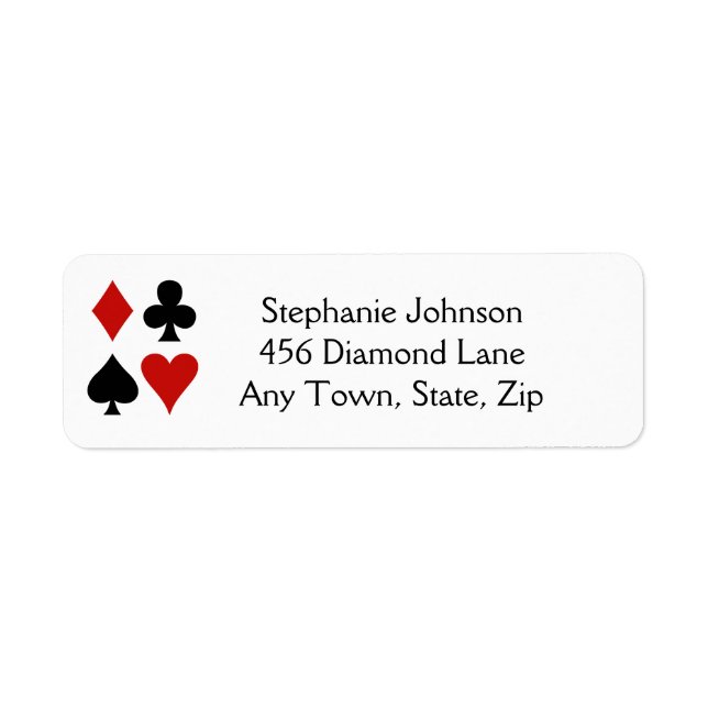 Playing Card Suits Design Return Address Label (Front)