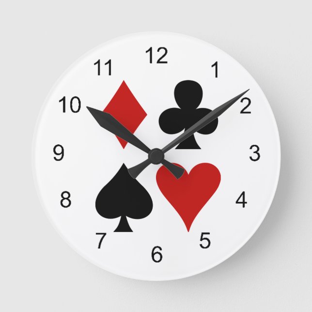 Playing Card Suits Design Wall Clock (Front)