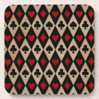 Playing Card Suits on Black and Tan