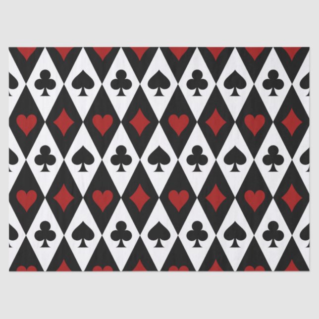 Playing Card Suits on Black and White Decoupage Tissue Paper (Front)