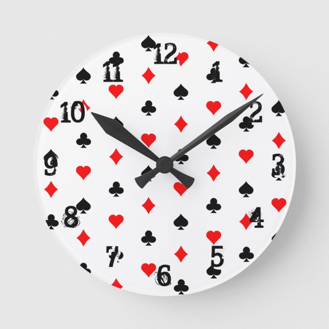 Playing Card Suits Pattern: Wall Clock (Front)
