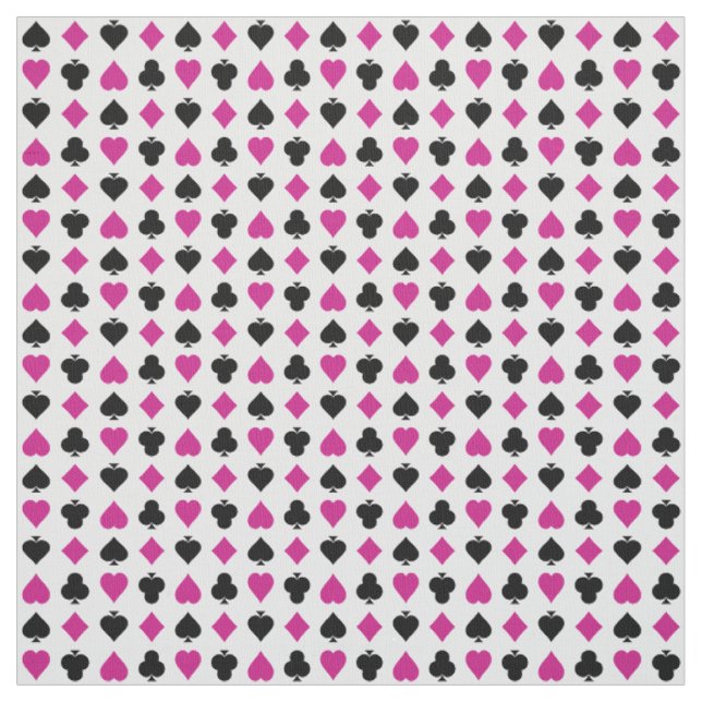 Playing Card Suits Pink and Black Fabric (Swatch)