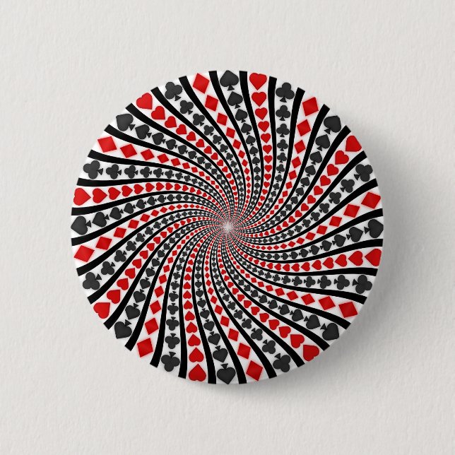 Playing Card Suits Spiral: 2 Inch Round Button (Front)