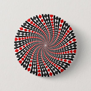 Playing Card Suits Spiral: 2 Inch Round Button