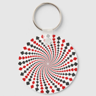 Playing Card Suits Spiral: Keychain