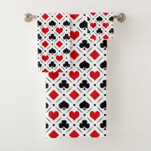 Playing card suits symbols bath towel set