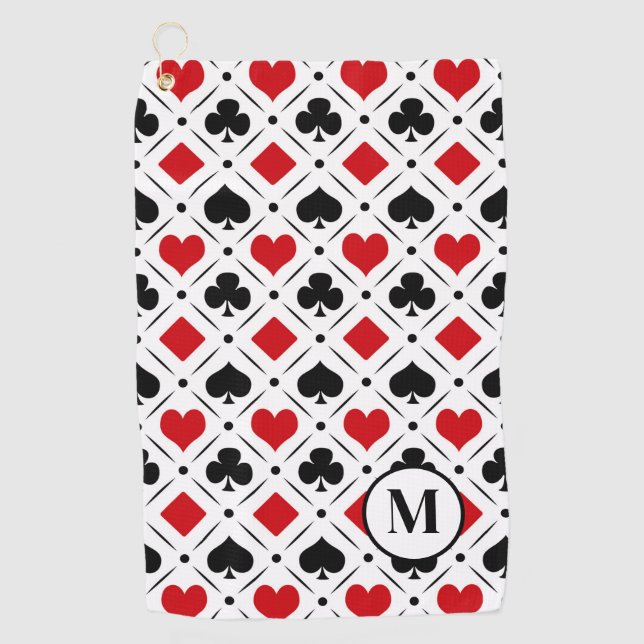Playing card suits symbols golf towel (Front)