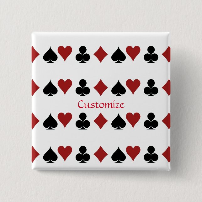 Playing Card Suits Thunder_Cove 2 Inch Square Button (Front)