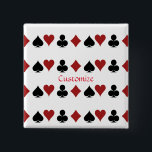Playing Card Suits Thunder_Cove 2 Inch Square Button<br><div class="desc">Symbols for heart,  club,  diamond and spade to customize with your own greeting,  name,  message,  etc</div>