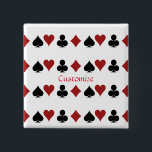 Playing Card Suits Thunder_Cove 2 Inch Square Button<br><div class="desc">Symbols for heart,  club,  diamond and spade to customize with your own greeting,  name,  message,  etc</div>