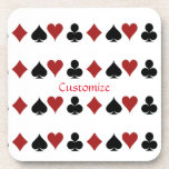 Playing Card Suits Thunder_Cove Coaster<br><div class="desc">Symbols for heart,  club,  diamond and spade to customize with your own greeting,  name,  message,  etc</div>