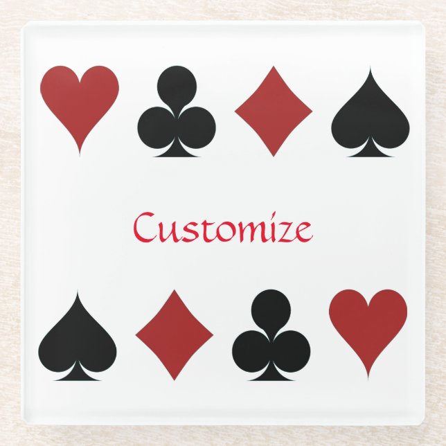 Playing Card Suits Thunder_Cove Glass Coaster (Front)