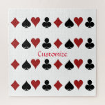 Playing Card Suits Thunder_Cove Jigsaw Puzzle<br><div class="desc">Symbols for heart, club, diamond and spade to customize with your own greeting, name, message, etc</div>