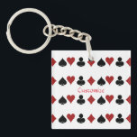 Playing Card Suits Thunder_Cove Keychain<br><div class="desc">Symbols for heart,  club,  diamond and spade to customize with your own greeting,  name,  message,  etc</div>