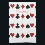Playing Card Suits Thunder_Cove Kitchen Towel<br><div class="desc">Symbols for heart,  club,  diamond and spade to customize with your own greeting,  name,  message,  etc</div>