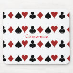 Playing Card Suits Thunder_Cove Mouse Pad<br><div class="desc">Symbols for heart,  club,  diamond and spade to customize with your own greeting,  name,  message,  etc</div>