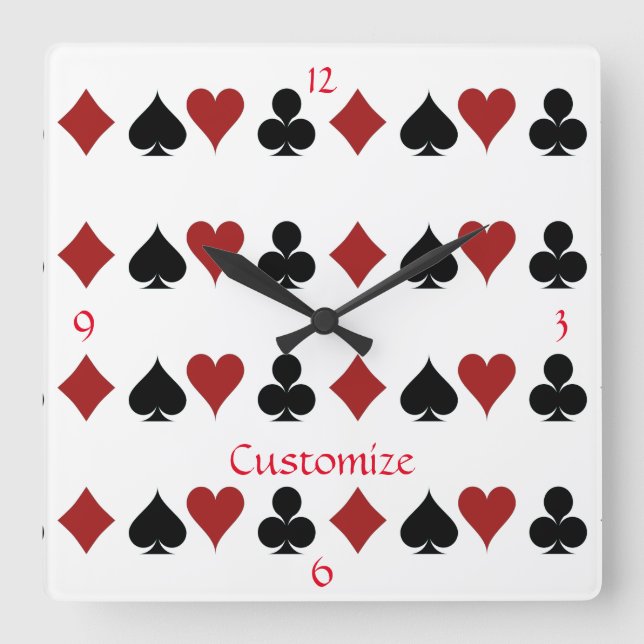 Playing Card Suits Thunder_Cove Square Wall Clock (Front)