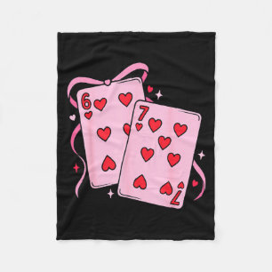 Playing Card Valentine’s Day 67 Preppy Six Seven 6 Fleece Blanket