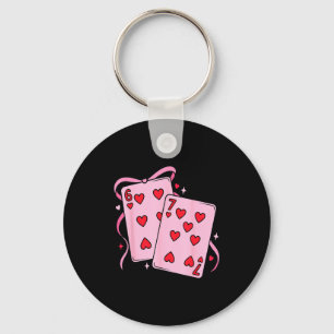 Playing Card Valentine’s Day 67 Preppy Six Seven 6 Keychain
