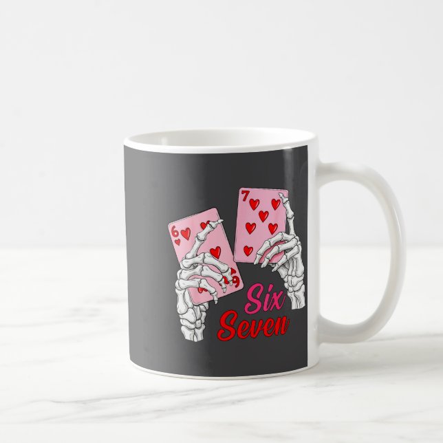 Playing Cards 67 Valentine Skeleton Hand Six Seven Coffee Mug (Right)