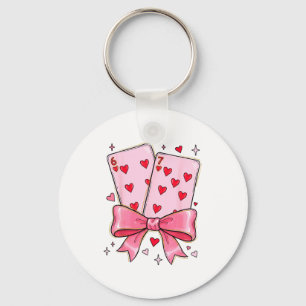 Playing Cards 6 7 Of Hearts 67 Six Seven Meme Bow  Keychain