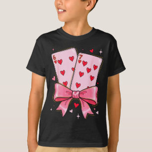 Playing Cards 6 7 Of Hearts 67 Six Seven Meme Bow  T-Shirt