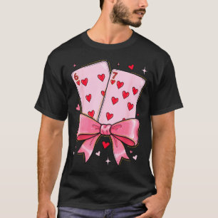 Playing Cards 6 7 Of Hearts 67 Six Seven Meme Bow T-Shirt