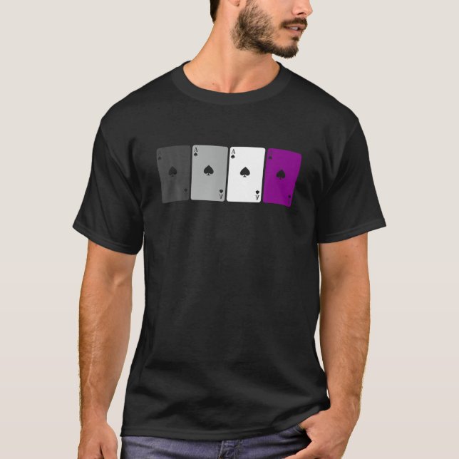 Playing Cards Ace Funny Asexuality Pride Flag LGBT T-Shirt (Front)