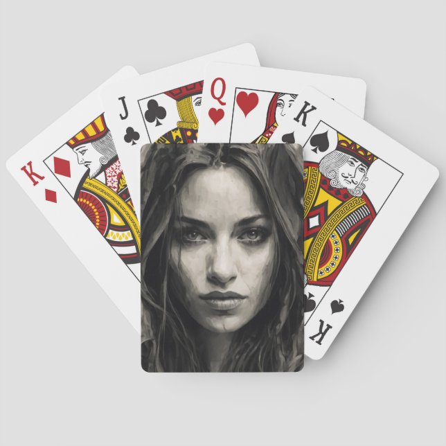 Playing Cards Black and White Women Face (Back)