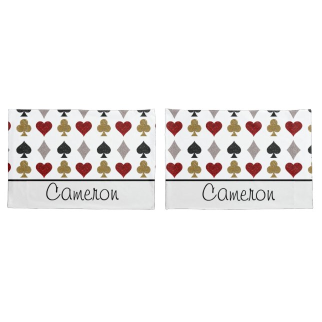 Playing Cards Casino Pattern Custom Name Pillowcase (Back-Set)