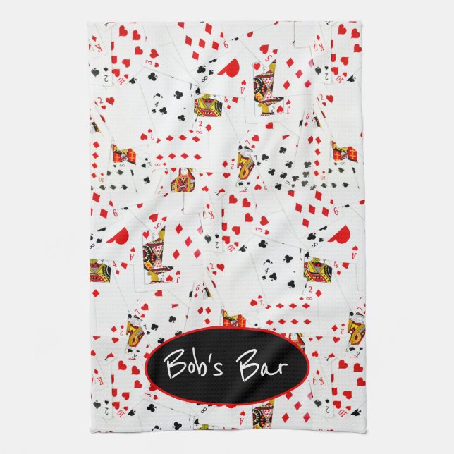 Playing Cards Collection With Name Kitchen Towel (Vertical)
