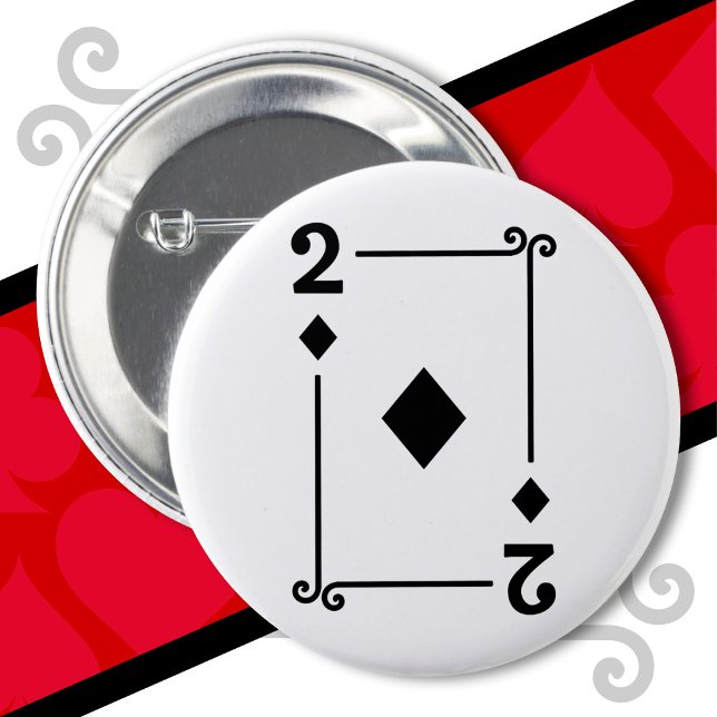 Playing Cards Costume 2 Diamonds Card Two Card Inch Round Button (Creator Uploaded)