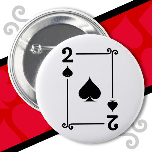Playing Cards Costume 2 Spades Card Two Card Inch Round Button