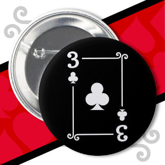 Playing Cards Costume 3 Clubs Card Three Card 2 Inch Round Button