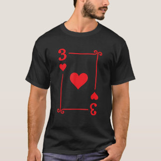 Playing Cards Costume 3 Hearts Card Three Card T-Shirt