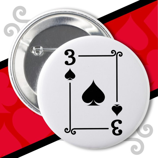 Playing Cards Costume 3 Spades Card Three Card 2 Inch Round Button (Creator Uploaded)