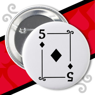 Playing Cards Costume 5 Diamonds Card Five Card 2 Inch Round Button