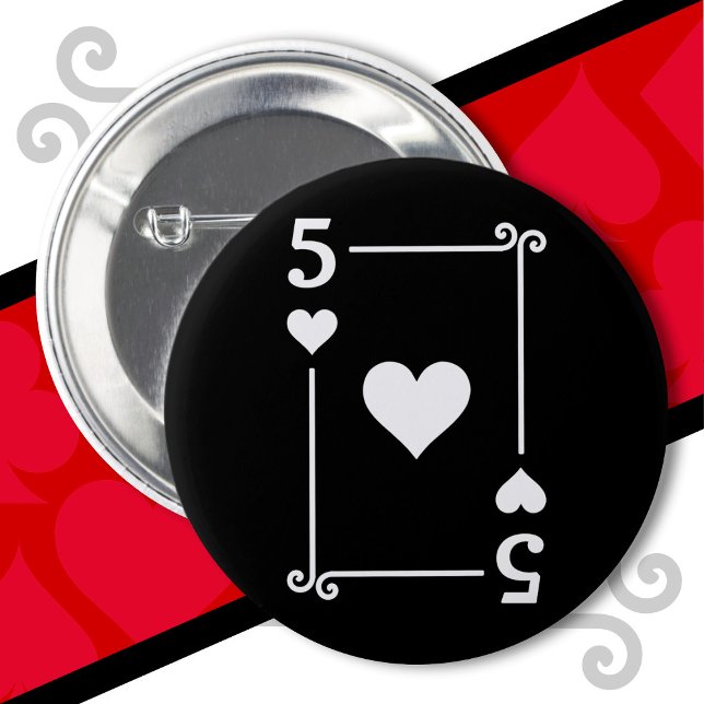Playing Cards Costume 5 Hearts Card Five Card 2 Inch Round Button (Creator Uploaded)
