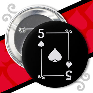 Playing Cards Costume 5 Spades Card Five Card 2 Inch Round Button